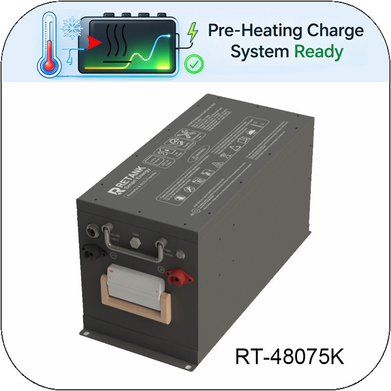 48V 75Ah LiFePO4 battery with Pre-heating