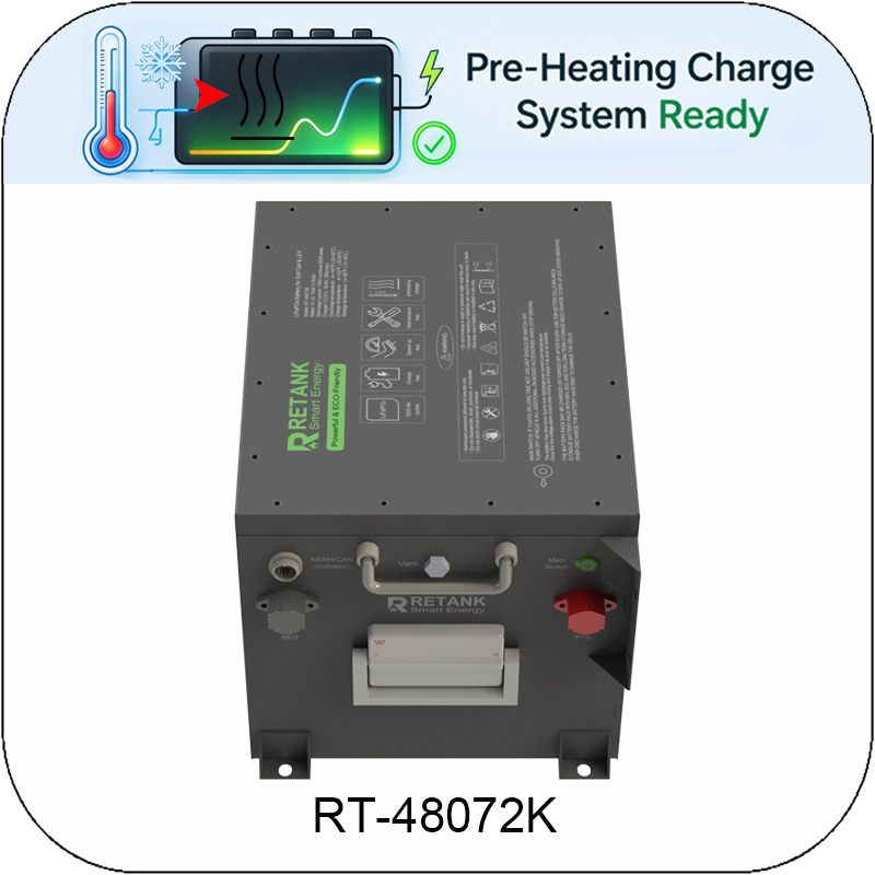 48V 72Ah LiFePO4 battery with Pre-heating